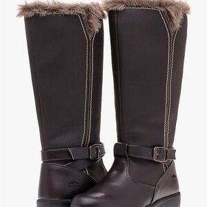 totes Dark Brown Fur-Trimmed Winter Boots